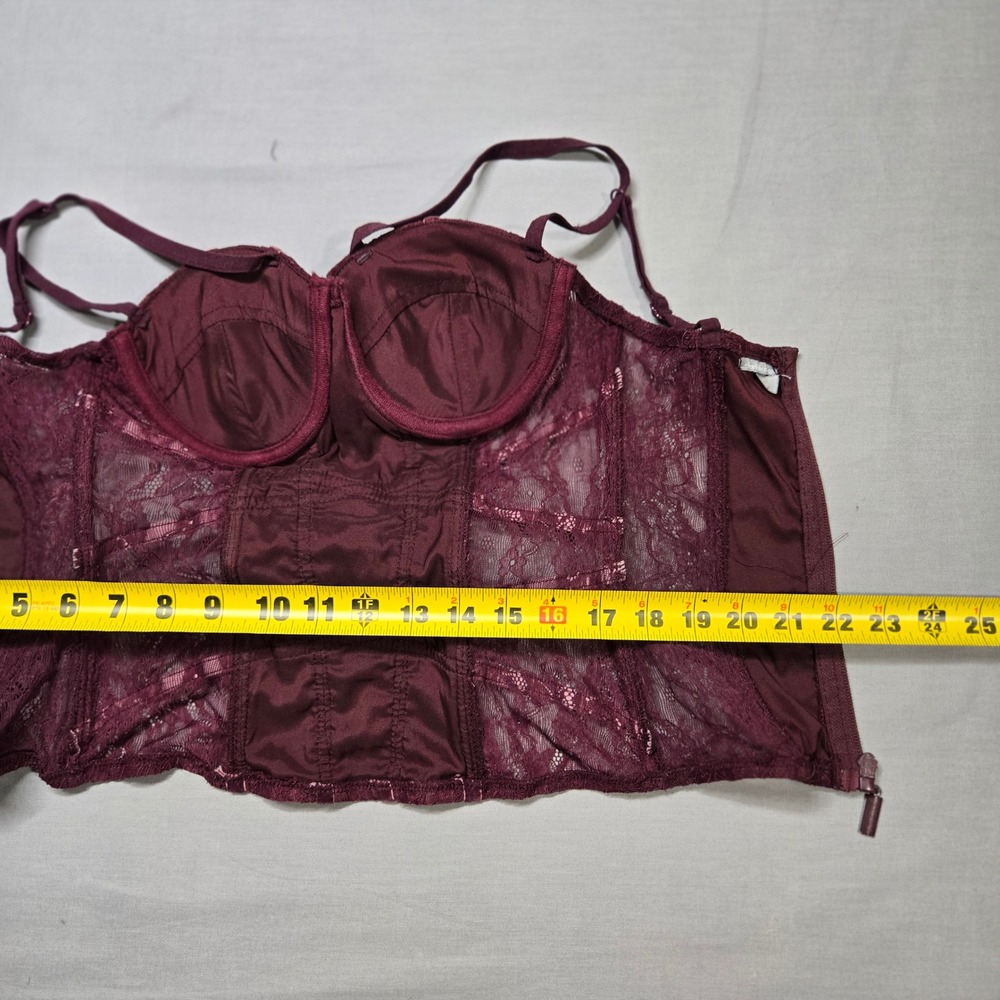 Y2K Charlotte Russe Corset Top XS Burgundy Lace Bustier Vamp Goth Grunge - Picture 6 of 6